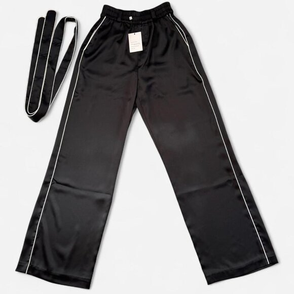 Generation Love Black Satin Pants and Belt NWT - Picture 1 of 2